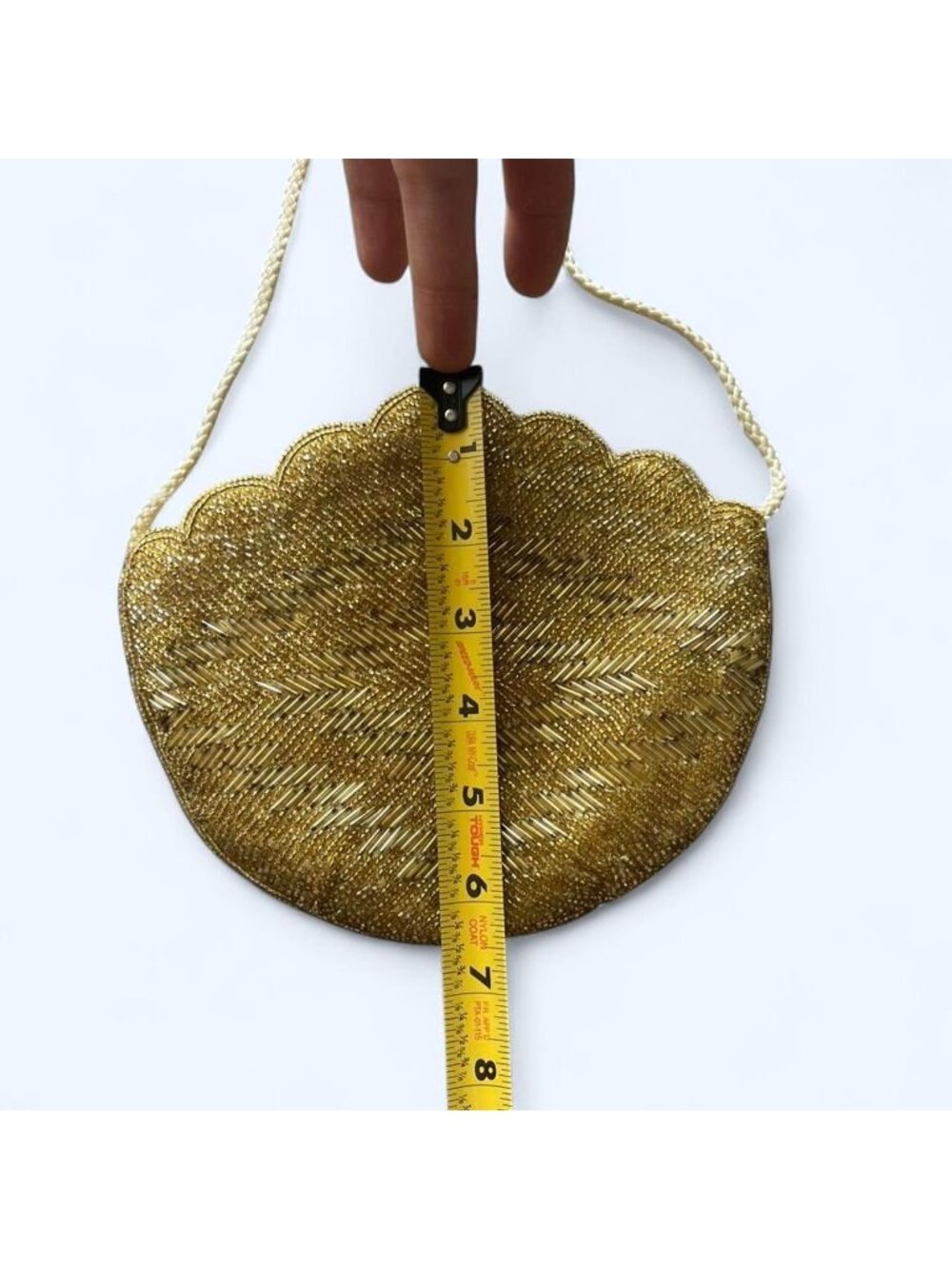Vintage 60s Style Magid Gold Beaded Scalloped Evening Bag Dainty Demure Elegant - Picture 7 of 7